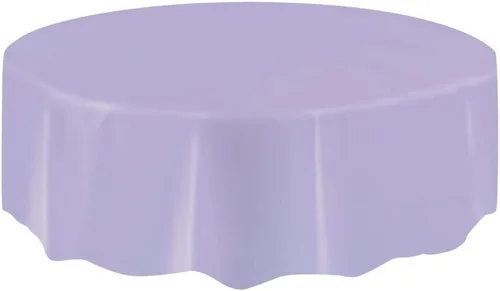 Elegante mantel redondo de plástico sólido lavanda (84 pulgadas), mantel impermeable de alta calidad, perfecto para fiestas y eventos, 1 paquete