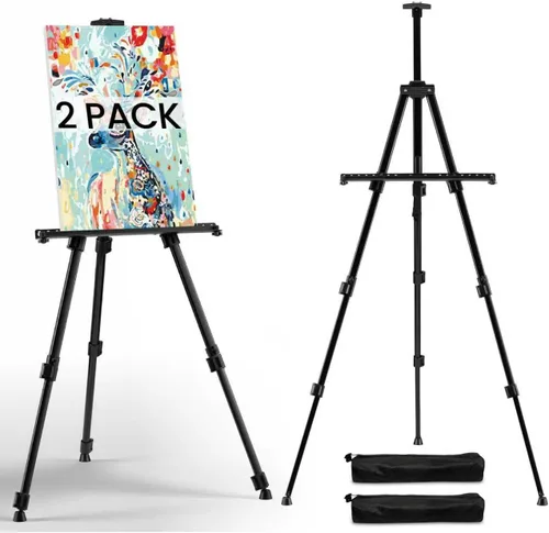 Miniatura 10 de Caballete de arte para pintar y exhibir – Caballete de aluminio plegable ajustable de piso de 66 pulgadas para letreros – Soporte de lienzo de mesa
