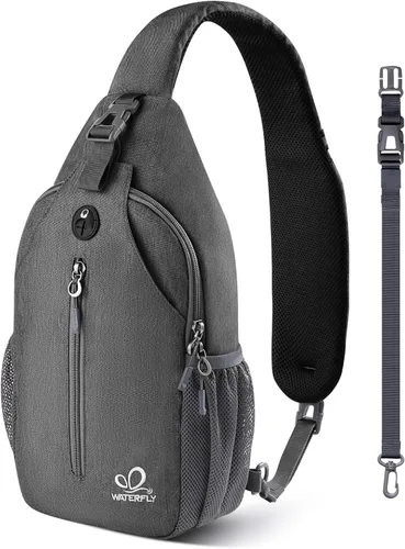 Miniatura 14 de WATERFLY Bolsa pequeña de senderismo: mochila cruzada para el pecho, mochila para hombres y mujeres con correa de hombro agradable a la piel