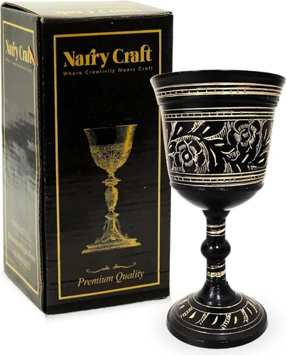 Miniatura 9 de Copa de vino decorativa de latón macizo con diseño en relieve real, medieval, hecha a mano, con diseño real en relieve, 1 unidad