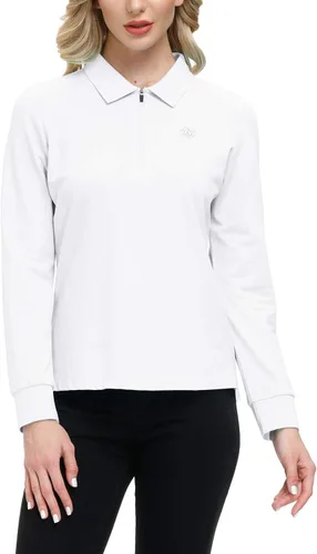 Miniatura 40 de JINSHI Polo de golf para mujer, de manga larga, con cremallera, deportiva, de secado rápido, atlética, casual, ajustada