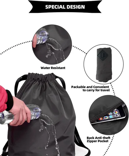 Miniatura 4 de Peicees - Mochila tipo bolsa deportiva, ligera, impermeable con jareta para hombre y mujer