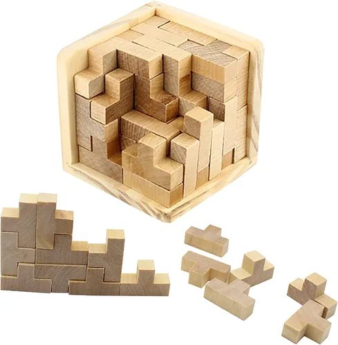 Miniatura 5 de Ahyuan - Rompecabezas de madera con forma de T, rompecabezas de lógica, juguetes educativos para niños y adultos (negro y natural)