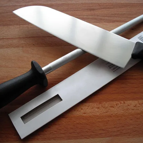 Miniatura 4 de Cuchillo negro profesional del acero de carbono que afila el acero, negro 12 pulgadas