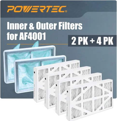 Miniatura 13 de POWERTEC Filtro de aire exterior de 5 micrones para WEN 3410, POWERTEC AF4000/AF4001, sistema de filtración de aire Shop Fox W1830, filtros de aire