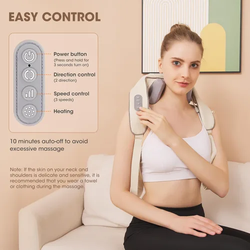 Miniatura 5 de Neck Shoulder Massager with Heat, Cordless Shiatsu Deep Tissue Kneading Massage Pillow for Pain Relief, for Neck, Back, and Leg, Gifts for Men Women