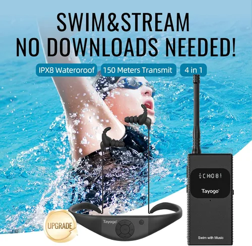 Miniatura 2 de Tayogo Combo de música de natación T6+W18 – Reproductor MP3 de natación impermeable + transmisor Bluetooth No es necesario descargar música