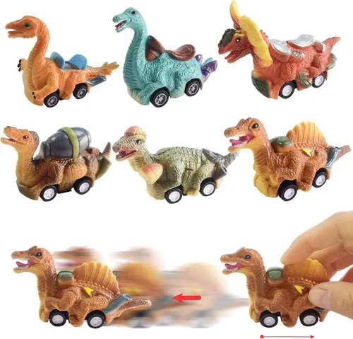Miniatura 3 de Paquete de 6 huevos gigantes con dinosaurio para tirar hacia atrás, juguetes para niños y niños pequeños, cesta de Pascua, regalos de fiesta
