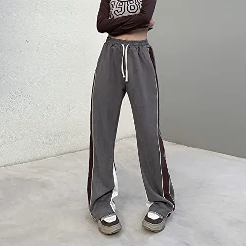 Miniatura 4 de Veryin Pantalones deportivos abiertos de gamuza sintética para mujer, pantalones de baile acampanados para hombre, pantalones casuales de pierna