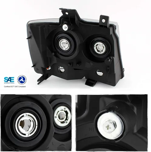 Miniatura 2 de AKKON - Para faros delanteros con bisel negro 07-13 Suburban Tahoe Avalanche Reemplazo directo izquierdo + derecho, luz baja: H11, luz alta: 9005