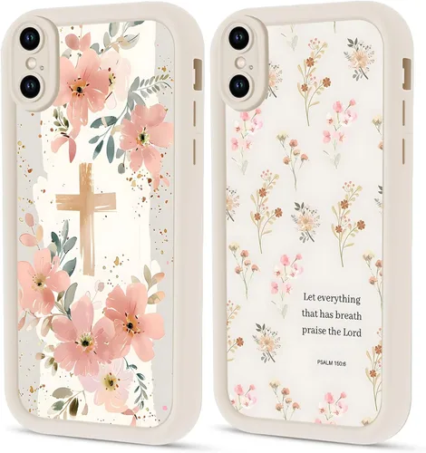 Miniatura 55 de Paquete de 2 fundas protectoras para iPhone 13 de 6.1 pulgadas con versículo bíblico de Jesús y cruz cristiana floral, para mujeres y niñas, funda
