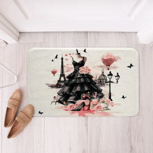 Miniatura 11 de Alfombras de baño de bailarina para niños, diseño de estrellas y corazones con notas musicales, decoración de habitación de niñas y mujeres