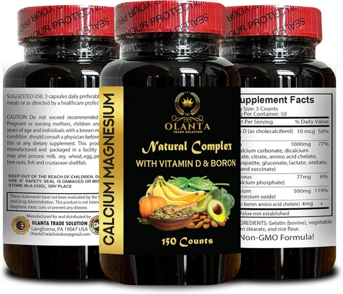 Miniatura 2 de Complejo de calcio y magnesio con vitamina D y boro, nutrientes vitales para estilos de vida activos, refuerzo inmunológico, quelato de aminoácidos