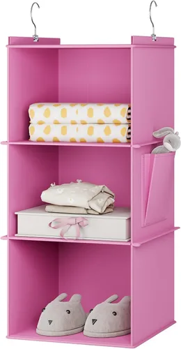 Miniatura 11 de YOUDENOVA Organizador colgante de armario, estantes de almacenamiento colgantes de 3 repisas, beige