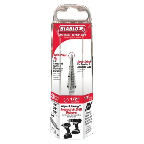 Miniatura 4 de Diablo Broca de paso fuerte impacto, perforación rápida y precisa en metales finos, plástico y acero - Diseño optimizado de doble flauta, diámetro