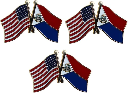 Miniatura 138 de 3 Pines de solapa con banderas de Estados Unidos y países internacionales, paquete de 3 pines dobles con diseño de banderas de Estados Unidos