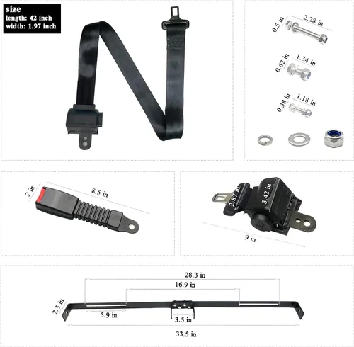 Miniatura 5 de Cinturones de seguridad retráctiles para carrito de golf de 42 pulgadas con kit de soporte de cinturón para Yamaha Club Car DS Precedent EZGO TXT RXV