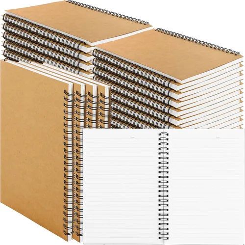 Miniatura 10 de MIVIDE Paquete de 24 cuadernos en espiral A5 a granel con cubierta de kraft, 21 x 15 cm 120 páginas, cuaderno en espiral con tapa dura y papel Papel