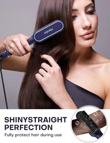 Miniatura 5 de Handor Cepillo alisador de cabello Pro Ionic para mujer, 9 ajustes de temperatura con pantalla LED, calor rápido de cerámica Hot Tech, 250°F-410°F