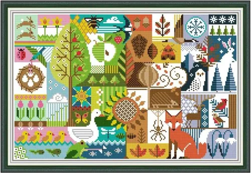 Miniatura 6 de Kits de Punto de Cruz de Howie's Needlepoint, Kits de Punto de Aguja con Patrón Preimpreso 11CT, Rango Completo de Kits de Inicio Estampados