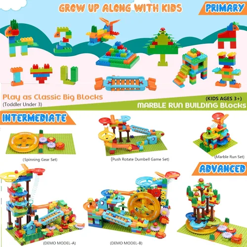 Miniatura 5 de Bloques de construcción Marble Run para niños: 3, 4, 5, 6, 8 años, educación Montessori, juguete STEM preescolar - Edad 4-8 niños rompecabezas