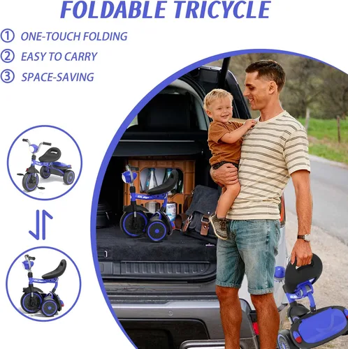 Miniatura 5 de Glaf Bicicleta para niños de 2 a 5 años, triciclo para niños de 1 a 3 años, bicicleta para bebé con asiento ajustable y canastilla