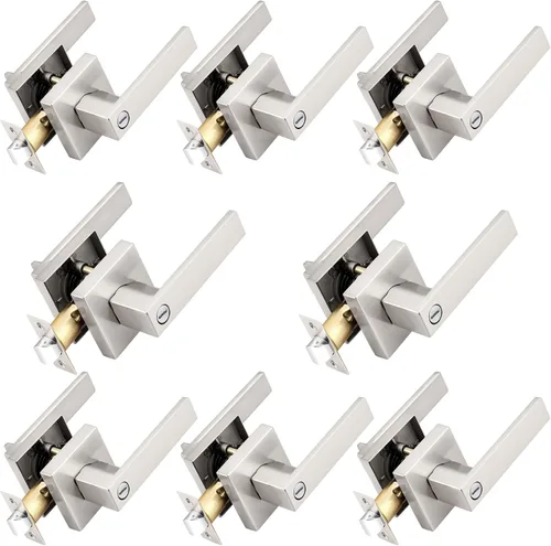 Miniatura 137 de Probrico Paquete de 4 manijas de puerta simuladas en negro mate, manijas interiores que no giran, manijas reversibles resistentes para interiores
