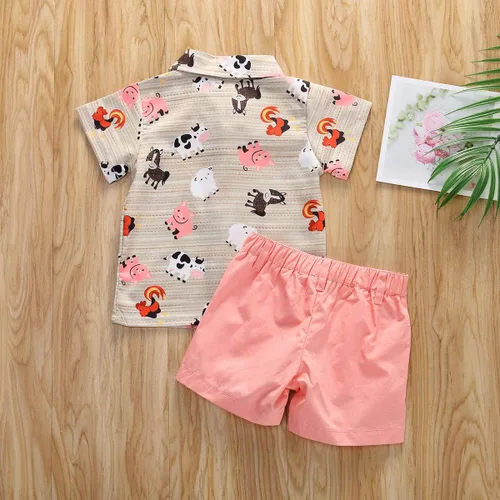Miniatura 2 de Zoiuytrg Camisas con botones y cuello vuelto con estampado de vaca y cerdo diseño de caballo y vaca