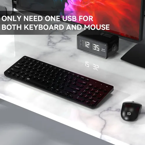 Miniatura 2 de FD iK6630 - Combo de teclado y mouse inalámbricos, 2.4 GHz, lindo juego de teclas redondas inalámbricas, ahorro de energía, silencioso y delgado
