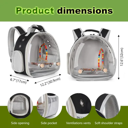 Miniatura 2 de Jaula portátil de viaje para loros con juguete pequeño oscilante y jaula de juguetes coloridos, bolsa de periquito para pájaros pequeños con bolsa
