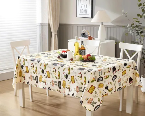 Miniatura 2 de Newbridge Mantel rectangular de vinilo de 52 x 52 pulgadas con reverso de franela, bistró chef italiano, chef novedoso para interiores y exteriores