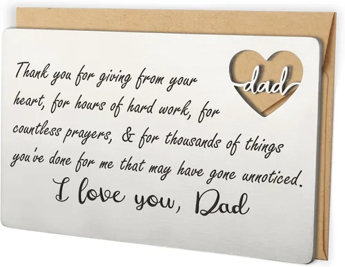 YODOCAMP Tarjeta de billetera con texto en inglés "Thank You Dad", tarjeta de cartera grabada para mi papá de hija e hijo, cumpleaños, día del