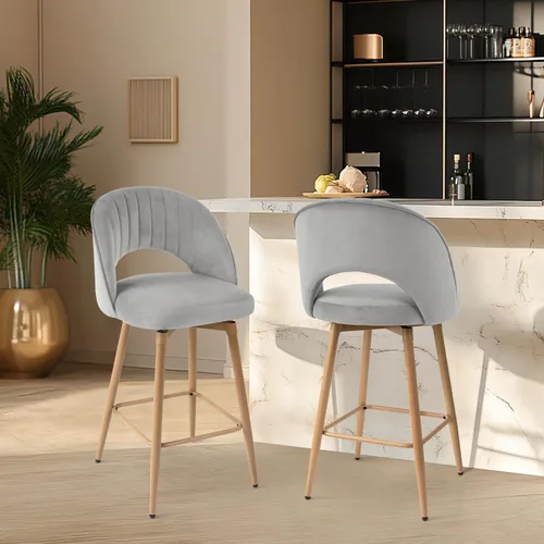 Miniatura 17 de Juego de 2 taburetes de bar giratorios de altura de mostrador para isla de cocina, sillas de bar de 26 pulgadas de altura de asiento para comedor
