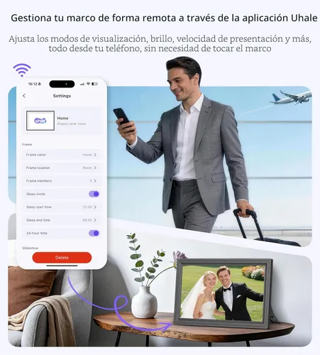 Miniatura 8 de Marco de fotos digital grande de 64GB de 15.6", marcos de fotos electrónicos WiFi Uhale con pantalla táctil FHD IPS de 1920 x 1080, compatible
