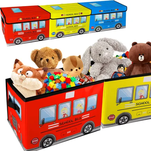 Cofre de juguetes para niños, organizador plegable con asas, cubo de juguetes para niños con tapas, organizador de almacenamiento de juguetes con