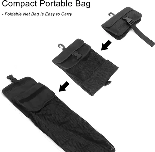 Miniatura 2 de Luwint Bolsa de malla de buceo Bolsa de malla larga Bolsa de almacenamiento multipropósito con clip de anillo D para deportes acuáticos Buceo Pesca