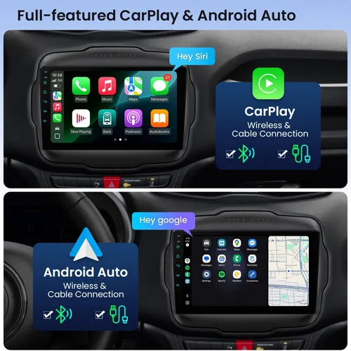 Miniatura 4 de XTRONS Android 14 Estéreo de coche para Jeep Renegade, Octa Core 4+64GB Radio de coche, 9 pulgadas pantalla táctil navegación GPS Bluetooth unidad