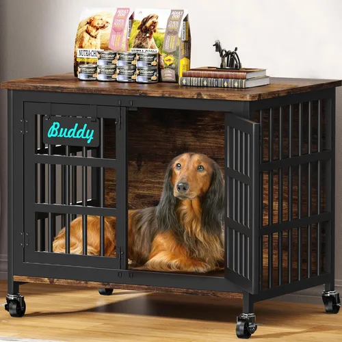 Miniatura 12 de EasyCom mueble de jaula para perros de 41"/33"/27" con etiqueta de nombre, perrera para perros de interior resistente para perros medianos, jaula