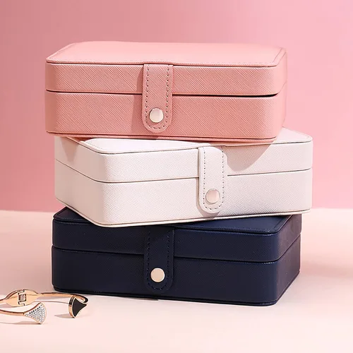 Miniatura 9 de Joyero pequeño, mini estuche de almacenamiento de joyas de viaje, organizador de joyas portátil para anillos, aretes, collares, regalo para mujeres