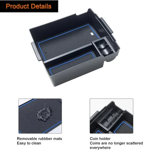 Miniatura 6 de TOPINSTALL Organizador Azul Compatible con Accesorios Ford Maverick 2022-2026, Caja de Almacenamiento para Consola Central de Camioneta Pickup Truck