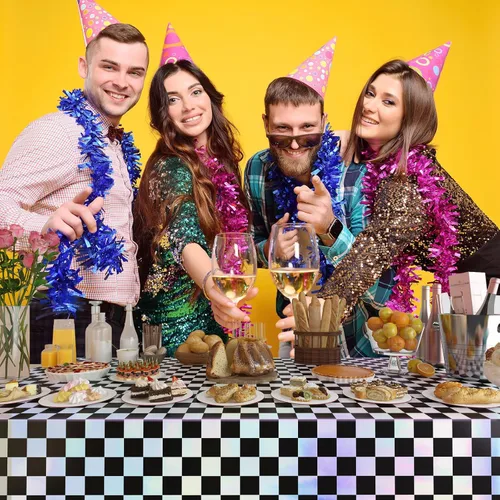 Miniatura 6 de 4 Pack Gingham Plastic Tablecloths Disposable Table Cover Sparkly Foil Table Cloth for Rectangle Tables Party Decorations Birthday Princess Bridal