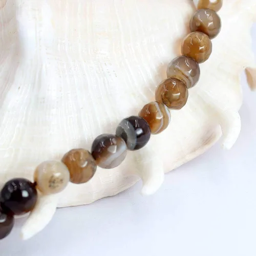 Miniatura 2 de Joyería Artesanía Natural 6 8 10 0.472 in redondo facetado ágata piedras preciosas sueltas DIY hilo 15" (0.236 in, ágata de ónix negro)