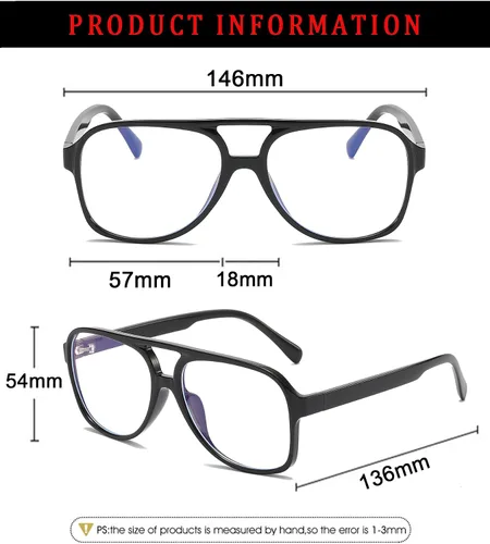 Miniatura 5 de Gafas de aviador retro con luz azul para mujeres y hombres de los años 70, gafas de piloto con marco de gran tamaño, antifatiga ocular