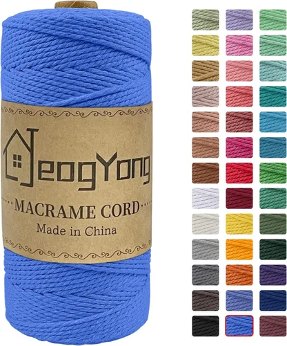 Miniatura 26 de JeogYong Cuerda de macramé de 0.078 pulgadas x 218 yardas, cuerda de algodón natural torcida de 3 hebras, cuerda de algodón de color para colgar Café