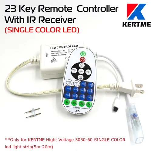Miniatura 5 de Tira de luces LED 5050-60 tipo CA de 110-120 V, flexible, impermeable, regulable, multimodos de luz LED + control remoto de 23 teclas para Blanco