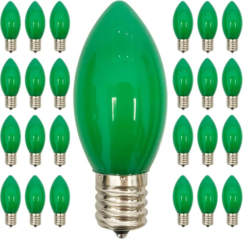 Miniatura 9 de Paquete de 25 bombillas rojas de Navidad de repuesto, bombilla de luz roja de Navidad C9 de cerámica para luces de cadena de fiesta
