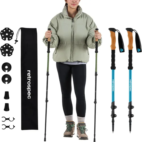 Miniatura 14 de Retrospec Solstice - Bastones de senderismo para hombres y mujeres, ajustables y plegables, ligeros, para caminar y trekking, aluminio con agarre