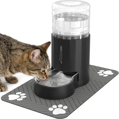 Miniatura 10 de JUNSPOW Dispensador de agua para gatos con cuenco de acero inoxidable, dispensador automático de agua por gravedad para gatos o perros pequeños