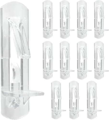 Miniatura 9 de Biaungdo 12 clavijas de plástico con bloqueo para estantes, pasadores transparentes de 0.197 in, clips autobloqueantes para estantes de gabinete