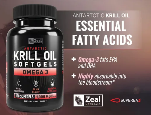 Miniatura 5 de Aceite de krill antártico de 1000 mg (120 cápsulas blandas) Suplemento de aceite de pescado Omega 3 con EPA, DHA y astaxantina, para apoyo